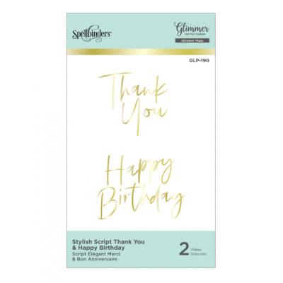 Spellbinders Hot Foil Plate - Stylish Script Thank You and Happy Birthday Glimmer